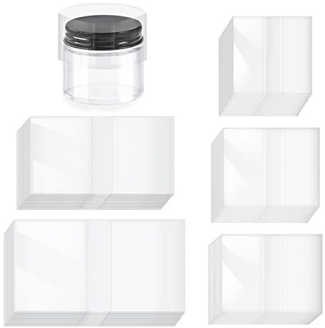 Swpeet 1250Pcs 5 Größen 1,37 1,77 1,96 2,71 3,5 Klar PVC Hitze schrumpfen wickeln Flasche schrumpfen Bands Sortiment Kit, perforierte Flasche schrumpfen Bands