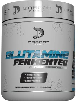 DRAGON PHARMA Fermented Glutamine, Aids in Muscle Repair, Improves Digestive Health, Vegan, 5g of Glutamine (60 Servings)