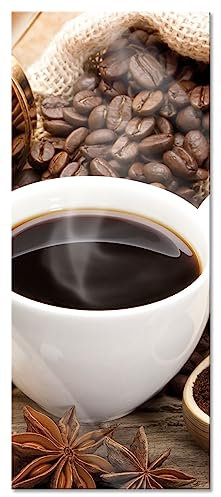 Pixxprint Glasbild Panorama, Wandbild aus Echtglas, Edler Kaffee und Kaffeebohnen, 100x40 cm, inkl. Aufhängung und Abstandshalter