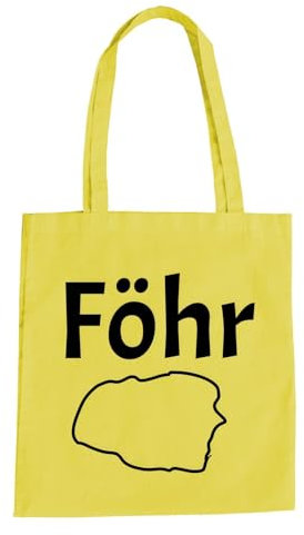 Föhr Insel Baumwolltasche - Deutschland Urlaub Nordsee Nordfriesland Gelb