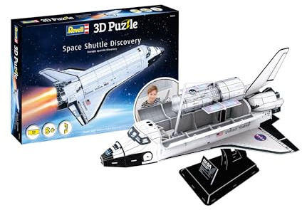 Revell 3D Puzzle Space Shuttle Discovery I Für Raumfahrt-Enthusiasten I 126 Teile für Kinder, Erwachsene, Jungen und Mädchen ab 8+ Jahren I inkl. Ständer I Bauspaß und Geschenkidee I 49 cm Lang