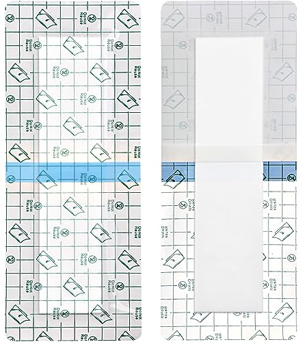 14 Pcs Waterproof Shower Protector Bandage 4x10 for Post Knee Replacement Hip Surgery Recovery Long Surgical Incision Adhesive Larger Wounds Cover Island Dressing Bordered Gauze