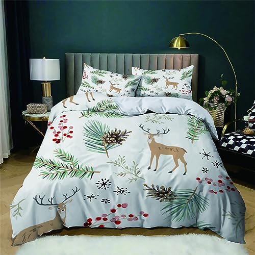 MAQUE Beige BettwäSche Set Elch BettwäSche 135x200, WendebettwäSche und Kissenbezug 80x80, Weiche & Angenehme & Atmungsaktive Mikrofaser BettwäSche-Sets mit ReißVerschluss
