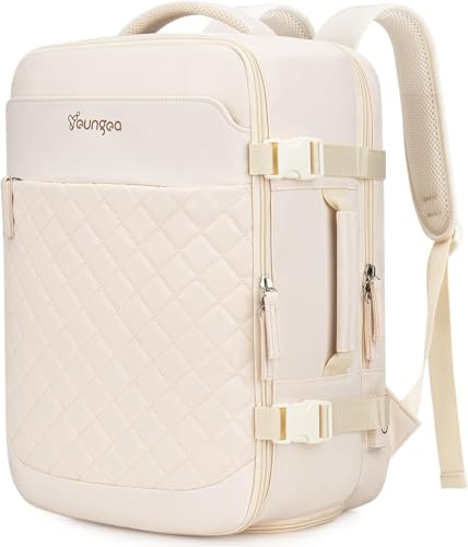 YOUNGOA Handgepäck Rucksack 40x20x25 Flugzeug für Ryanair Reiserucksack Damen Herren Kofferrucksack 20L YG079 Beige