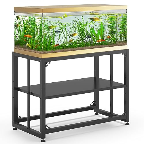 Tocretoare Aquariumständer aus Metall, 92,7 cm L x 47 cm B x 74 cm H, doppellagiges Aufbewahrungsdesign, geeignet für Zuhause und Büro, 299 kg Kapazität, schwarz (Tank nicht im Lieferumfang enthalten)