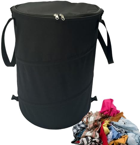 Ziurmut Trash Can, 37L Collapsible Garbage Bin, Yard Waste Bags for Camping Garden Hiking Picnics and Outdoor, Pop up Large Garden Waste Bags with Zipper Collapsible Camp Trash Can