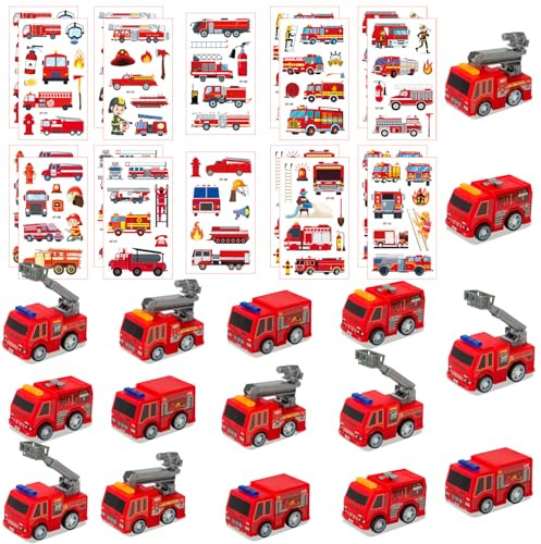 LTHOENG Feuerwehr Kindergeburtstag Mitgebsel,Feuerwehrmann Party Spielzeug,Feuerwehr Tattoo Geschenke Kinder,Feuerwehrauto Halloween Adventskalender Geburtstag Deko.