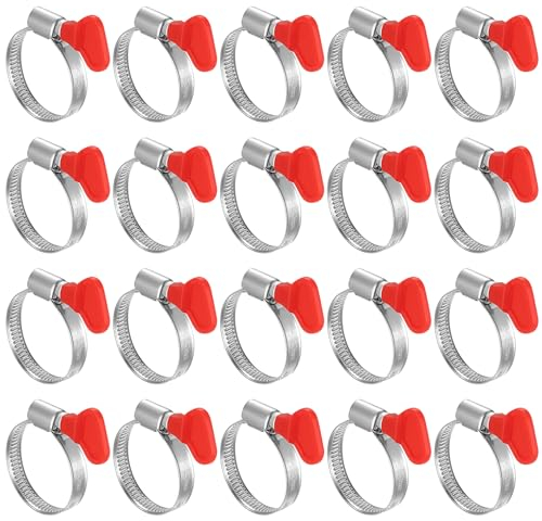 20 Stück Schlauchschellen 25-40mm, Einstellbare Schlauchschellen Edelstahl Schlauchklemmen, Rohrschellen mit Griffe, Schlauch Clips Schlauchbinder für Wasserrohr Gas Poolschlauch Benzinschlauch