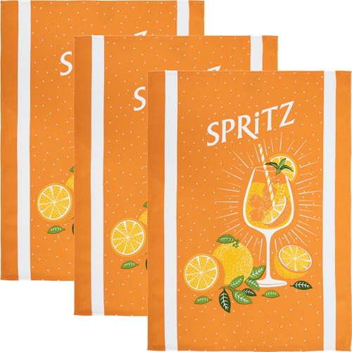 Erwin Müller Geschirrtuch Spritz 3er-Pack Baumwolle orange Größe 50x70 cm