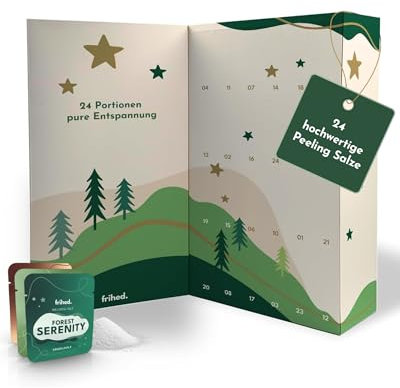frihed.® Wellness Adventskalender 2025 – Limitierte Geschenkidee für Frauen & Männer – Wellness Geschenkset mit 24x Peelingsalzen & Duschbomben – Für Entspannung, Sauna, Dusche & Badewanne