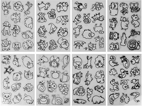 Yosoo Health Gear Schrumpffolien Zum Basteln, Schrumpffolien-Set 8-teilig, Schrumpfendes Kunstfolienpapier, Schrumpffolien mit Tiermuster für Schlüsselanhänger, Anhänger, Basteldekoration