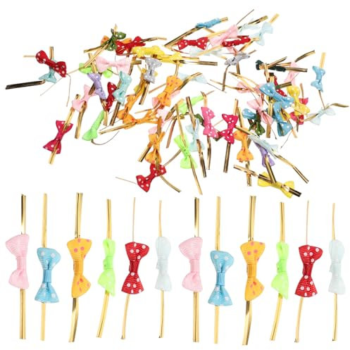 Gogogmee 100stücke Twist-tie-schleifen Diy-schleifen Zum Verpacken Von Geschenken Brottütenverschluss Schleifen Aus Polyester Für Kuchenbeutel Partydekor Und Snacks