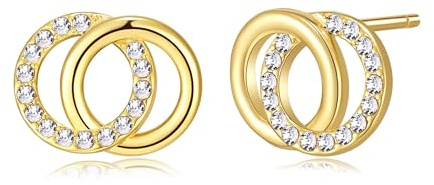 Philip Jones 18k Gold Plated Circle Link Earrings Created with Zircondia® Crystals