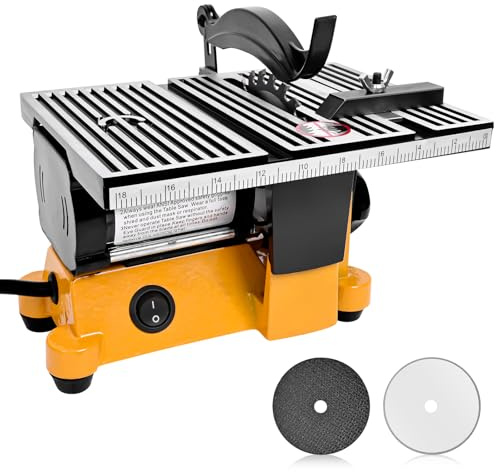 Vevitts 4 Mini Table Saw, 60W 110V Portable Miter Saw Table Saw Bench Electric Cutting Machine for DIY Handmade Woodworking Crafts, Speed up to 4500rpm, max cut depth 15 mm