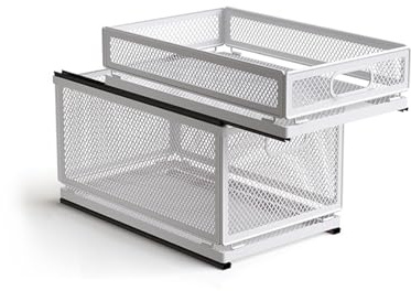 Ausziehbare Schublade KüChe, Schrankauszug Teleskopschublade, Küchenschrank Korbauszug, Kein Bohren und Nageln Erforderlich KüChenschublade (,) (Doppelschicht, 50 cm T x 35 cm B x 32cm H)
