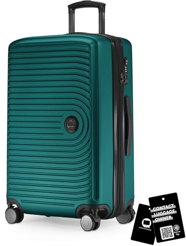 Hauptstadtkoffer Mitte - Mellanstor resväska hårdskal 68 cm expanderbar, resväska för incheckat bagage, TSA-lås, 4 dubbelhjul, rullväska, 88 L + Digital bagagetagg, Turkos
