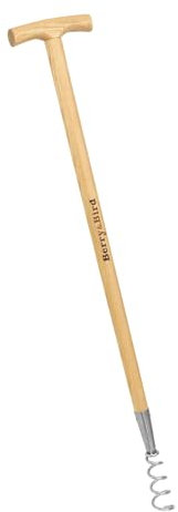 Berry&Bird Stainless Steel Post Hole Digger, Manual Fence Post Auger with Spiral Design and Ergonomic T-Grip Wooden Handle , Gardening Post Hole Digger for Removing Weeds , Planting Flowers and Bulbs