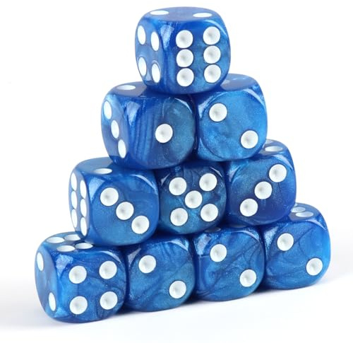 D6 Polyheder tärningar, 10 stycken blå svart 16 mm akryl tärningar för DND tärningar RPG MTG Tabletop Tärningsset