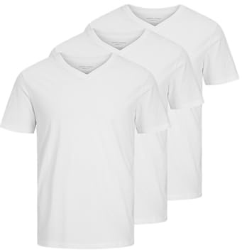 JACK & JONES Jjeorganic Lot de 3 t-Shirts Basiques à col en V
