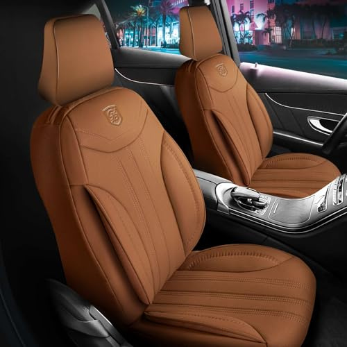 GIOVANNI BUTTI Autositzbezüge Universal für PKW & SUV – Premium Vordersitze Auto Sitzbezug aus Leder, Terrakotta, Airbag-Kompatibel Sitzauflage, Autoschonbezug, Vordersitz-Set inkl. Montageset