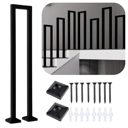 ESTGAWT Indoor Stair Railing, U-Shape Handrail, Stair Railing, Outdoor Handrail, Stainless Steel, for Balconies, Hallways, Flats (Vertical Black, 35cm)