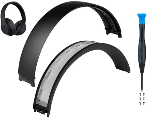 SOULWIT Top+Bottom Headband Cover Kit for Beats Studio 3 & Studio 2 Wired & Wireless Headphones, Replacement Headstrap Pad Repair Part with Durable Silicone and Plastic - Studio3 Matte Black