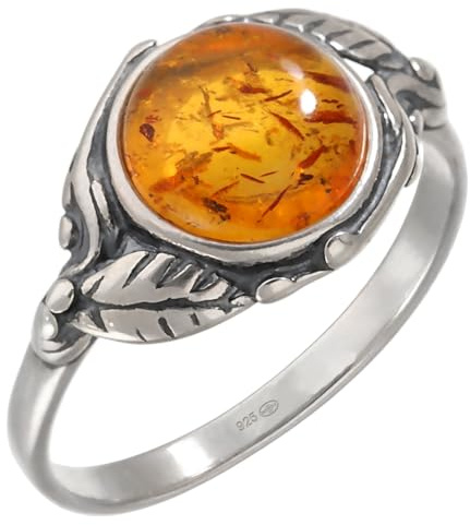 Artipol Bague fabr.européenne style français. Argent rhodié Ambre naturelle - modèle 3037-B, taille 53