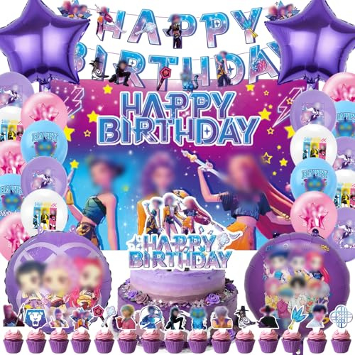 MODEQQ 42 Piezas Huntrs Set de Cumpleaños Decoración, Globos para Decoración Fiesta de Cumpleaños (B)