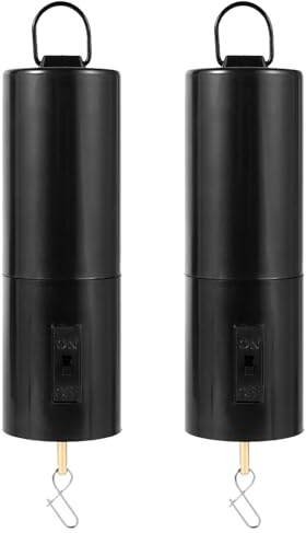 Lot de 2 carillons à vent rotatifs - Moteur à batterie suspendu - Noir - Pour jardins, pelouses ou vérandas - Peut également être utilisé pour accrocher des décorations de Noël (noir)