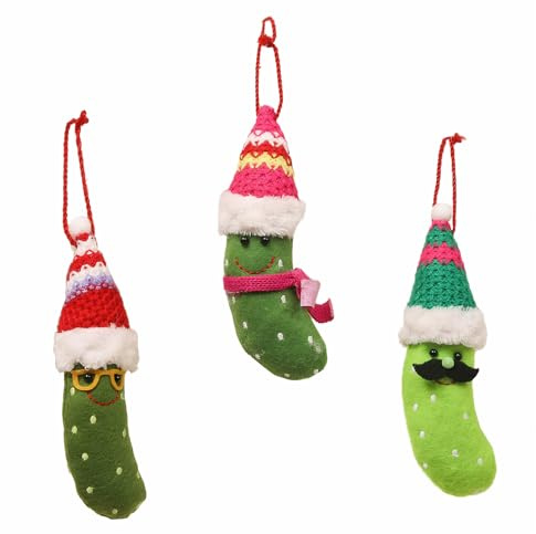 3 Stück Hängende Bananen-Weihnachtsdekorationen, Gurke Weihnachten Weihnachtsgurke Christbaumschmuck, Pickle Weihnachten Weihnachtsschmuck, Hängende Weihnachtsdekorationen