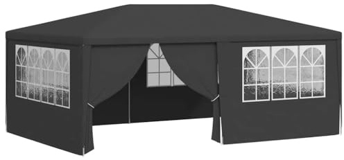 Professionelles Partyzelt 4x6 Meter mit Seitenwänden: Gartenzelt Anthrazit Grau, UV-beständig & Wasserdicht - Ideal für Gartenfeste und Outdoor-Events