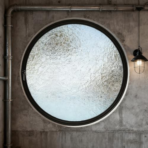 Finestra Rotonda A Giroletto,Finestra Seminterrato,Finestre Di Ventilazione Girevoli A 360°,Per Bagno,Camera Da Letto, Soggiorno Cucina(Black2,100cm/39.4in)