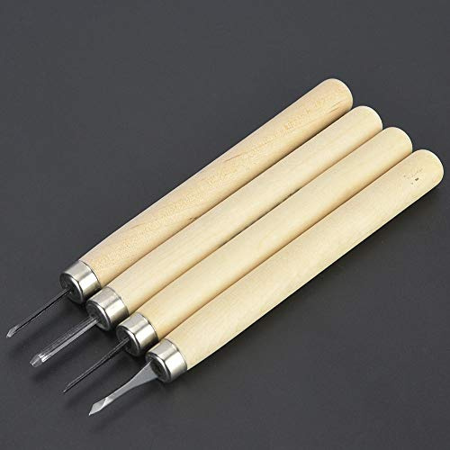Yctze Juego de Cuchillos para Tallar Madera - Herramientas de Grabado en Madera de 4 Piezas para Grabar, Estampar Caucho y Esculpir - Incluye Varias Formas y Tamaños (No. 1 paquete de cuatro)