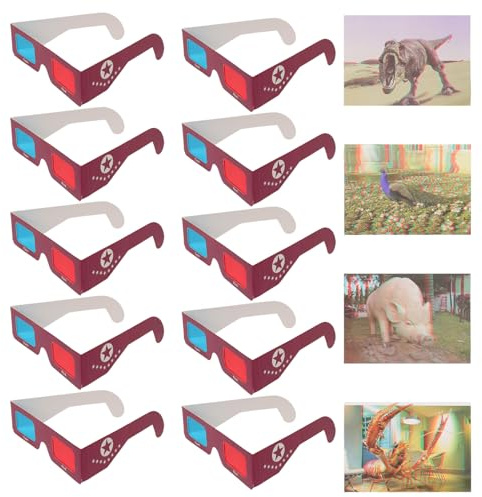 ARTIBETTER Gafas 3D de Papel Rojo- 10 Piezas Lentes Filtro Rojo y Azul Gafas 3D Clásicas Desechables para Ver Películas Cómics Uso para Adultos y Actividades Educativas