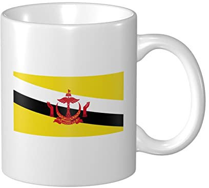 Tazza Da Caffè Flag Of Brunei Latte Mug Donne Personalizzato Tazza Innamorati, Per The, Compleanno, Work, 330ml