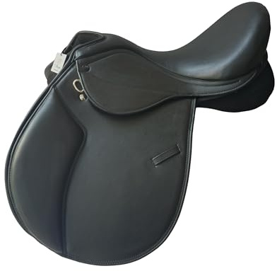 Synthetic Leather General Purpose Changeable Gullet Saddle 15 Inch Black Lightweight Comfortable Self Adjusting Fit with 5 Gullet Included