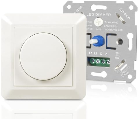 Aroidful Interruttore dimmer a LED, 220 V-240 V | dimmer per lampade a LED, 5 W-400 W, dimmerabile, interruttore dimmerabile, protezione sicura, nessun rumore