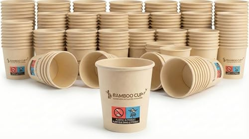 Générique Lot de 1000 Gobelets Carton Fibre de Bambou – Sans PFAS & Recyclables – Couleur Kraft Naturel- Plusieurs Tailles Disponibles (10/12 cl (4 oz))