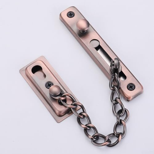 Catenella per porta con chiavistello, serratura di sicurezza per la sicurezza domestica, con struttura in acciaio inossidabile e catena rinforzata per apertura parziale della porta (bronzo rosso)