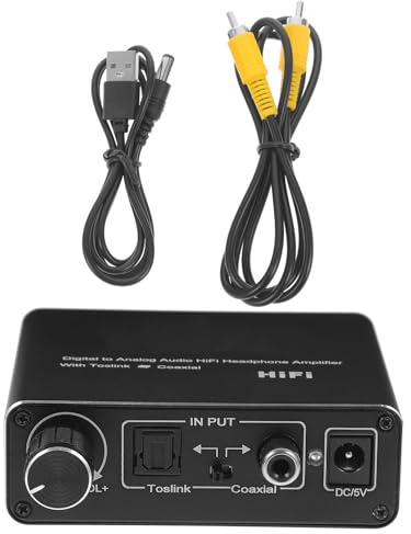 Cabilock Digitaler Optischer Audiokonverter Schwarz aus Eisen Tragbarer Digital Analog Audio Wandler für Tv Lautsprecher und Digitale Koaxialgeräte Zufälliger Stil