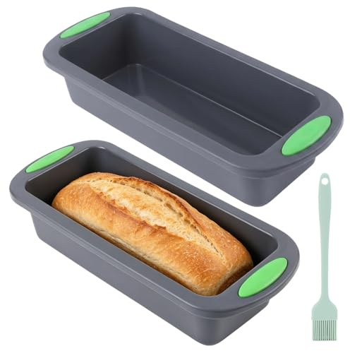 2 Piezas Molde de Silicona para Pan Rectangular | Moldes de Silicona para Hornear Pan, Antiadherente Molde Rectangular para Pan, Sin BPA, para Pasteles, Tostadas, Bollería