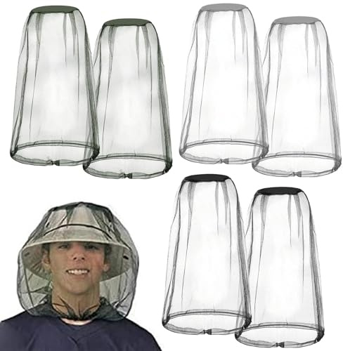 MmotZsb 6 Stück Imkerhut mit Schleier, Mückennetz Kopf für Outdoor-Aktivitäten, Moskitonetz Kopf mit guter Sicht für Angeln und Camping, Insektenschutz