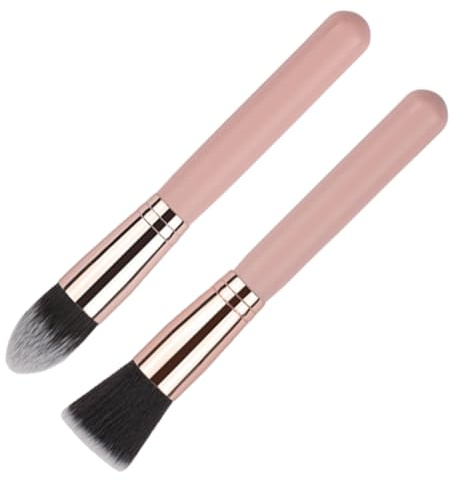 Set 2 Pennelli per Trucco, Pennello Fondotinta e Pennello Contorno, Pennello Fard e Fondotinta Super Morbido, per Applicare Fondotinta, Arrossire, Contouring Creme et Polveri
