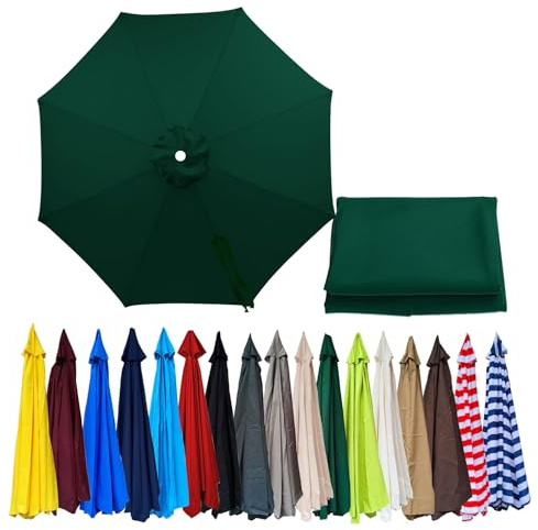 2M~4M 6/8 Braccia Rechange Telo Per Ombrellone Da Spiaggia,Piscina,Mercato,Giardino,AntiUV Impermeabile Baldacchino Di Ricambio Ombrellone,Coperture Tessuto Di Sostituzione(Dark Green,8ribs/2m)