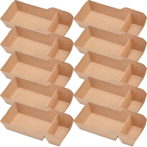 PACKOVE 50 Stück Snackbehälter aus Papier 2 fach Fächer 440ml Stabile Snackbox fürs Kino und Party Einweg Snack Papierboxen Leicht zu Benutzen