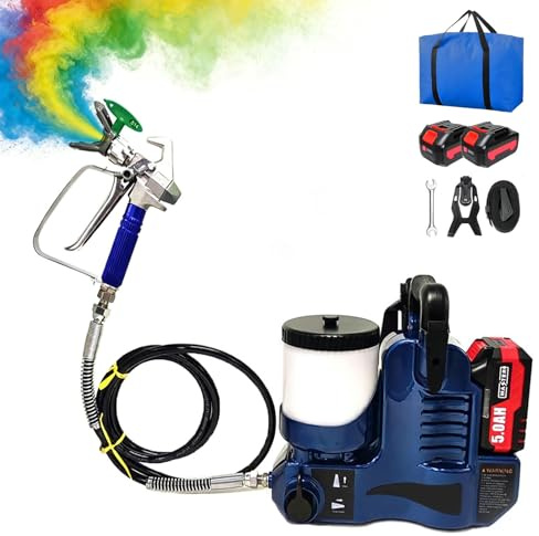 Kabelloser Farbsprüher, 1200 ml, hohe Kapazität, mit Doppelbatterien und Rucksack, 6-Gang-Airless-Sprühgerät für Wände, Möbel, Zäune, Latex-Ölfarbe, Holzdeck