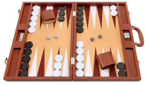 Ensemble de Backgammon de 48 x 64 cm Premium - Brun du désert