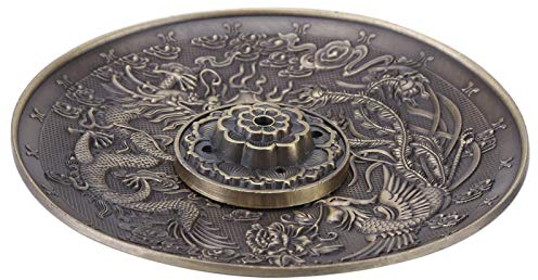 Akozon Brûleur D'Encens/Brûleur D'Encens/Brûleur Encens en Alliage de Zinc Bâton d'encensoir Titulaire Dragon Plaque Encensoir Modèle pour Bureau Temple Chambre(Bronze)