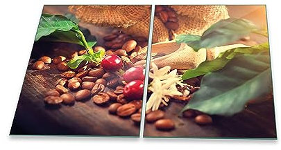 Herdabdeckplatte Abdeckung Ceranfeld Abdeckplatte Schneidebrett 2-Teilig 80x52 Kaffee Braun Spritzschutz Glasplatte Ceranfeldabdeckung Schutz Herdschutz Sicherheitsglas Glasschneidebrett 2x40x52