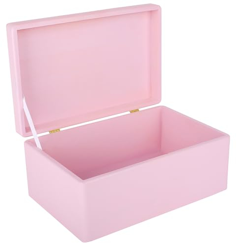 Creative Deco Rosa Grande Scatola di Legno Giocattolo. Scatola di Stoccaggio | 30 x 20 x 14 cm (+/- 1) | Con Coperchio per Decorare | Senza Maniglie | Perfetta per Documenti. Oggetti di Valore